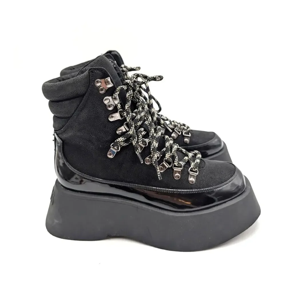 Circus NY by Sam Edelman Gail Lace-Up Platform Boot Women's Black Sz US8.5M EU39